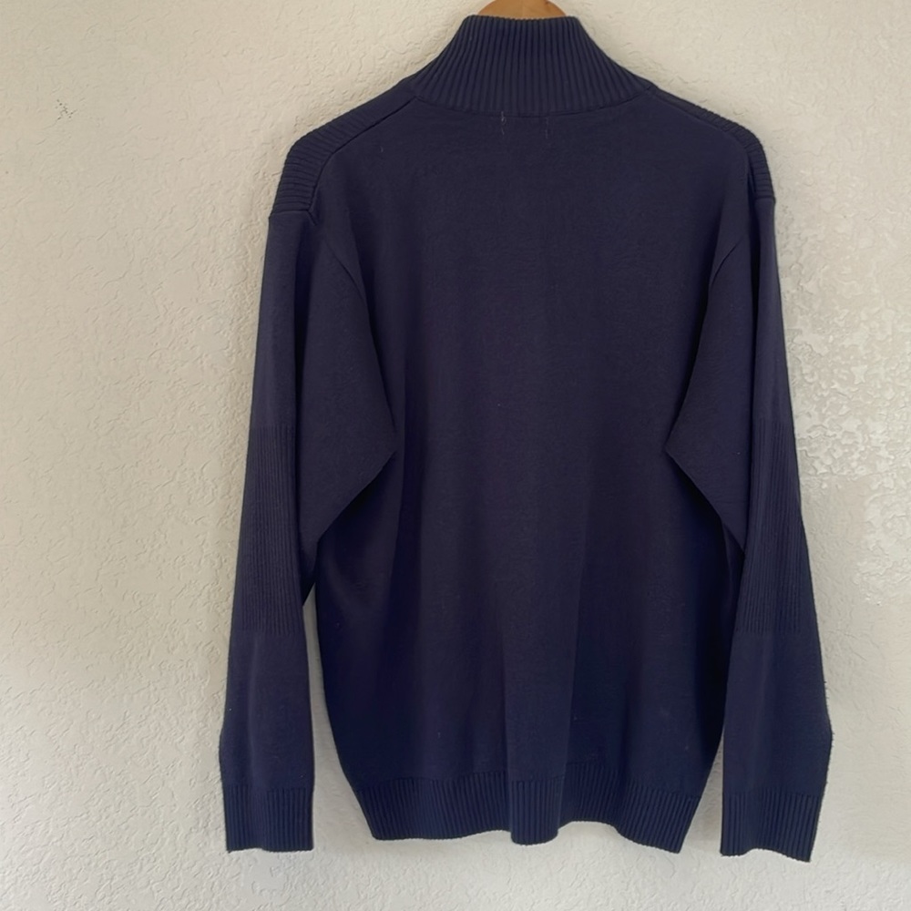 North Fields Scotland Zip Up Striped Sweater Navy Blue XL - Picture 4 of 7
